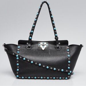 Valentino Black Studded Tote Bag